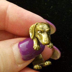 Bronze Dachshund Ring  Adjustable Size MIB